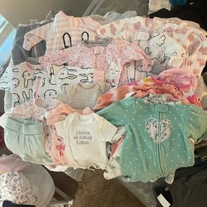 Lot of premie and newborn girl clothes gently worn no stains